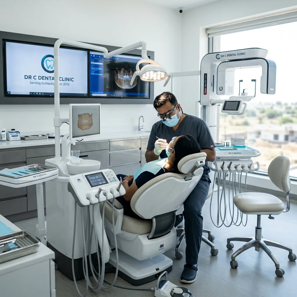 Adult professional wearing invisible clear aligners