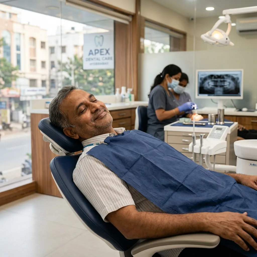Anxious patient resting peacefully during comfortable sedation dentistry