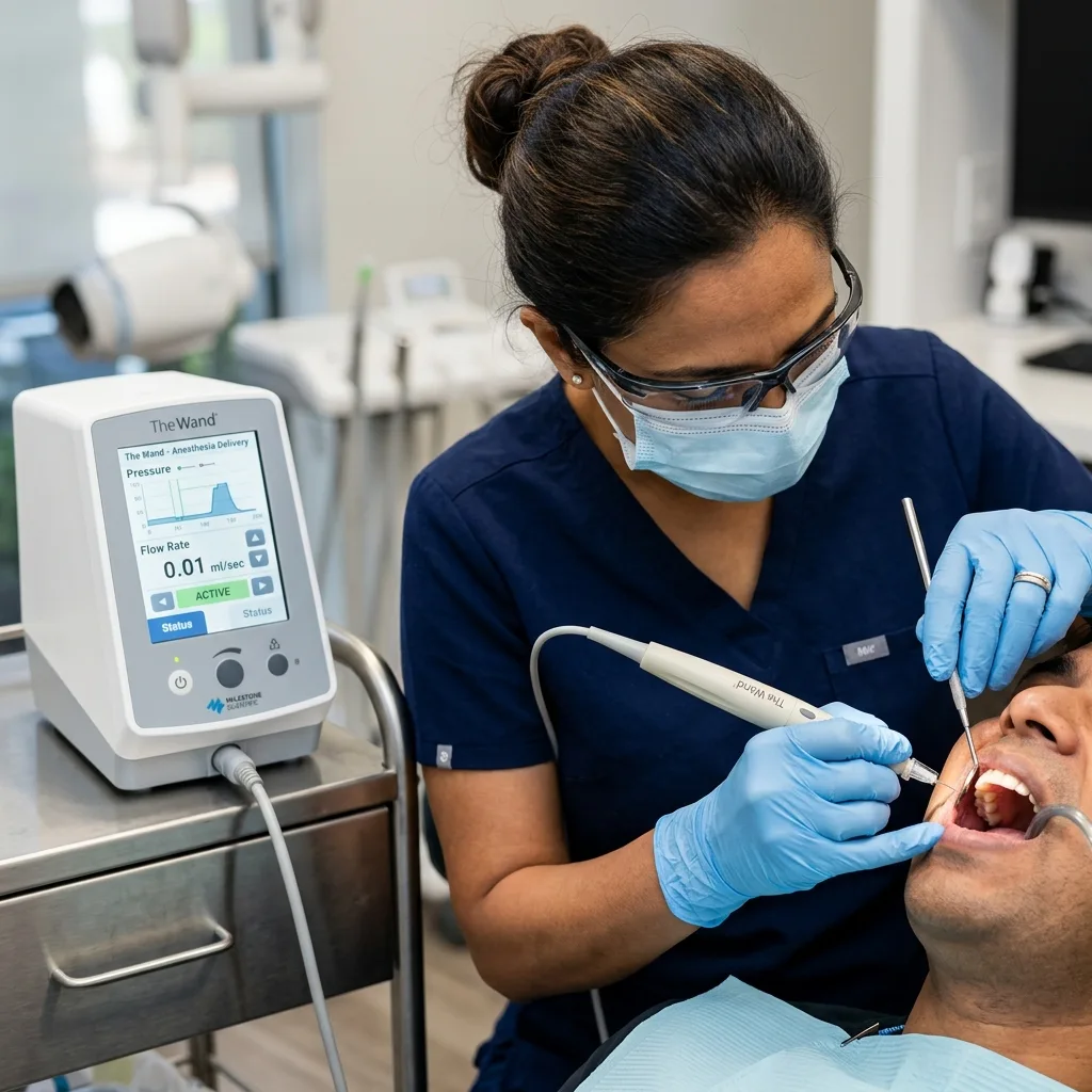 Close up of a computerized, comfortable anesthesia injection pen